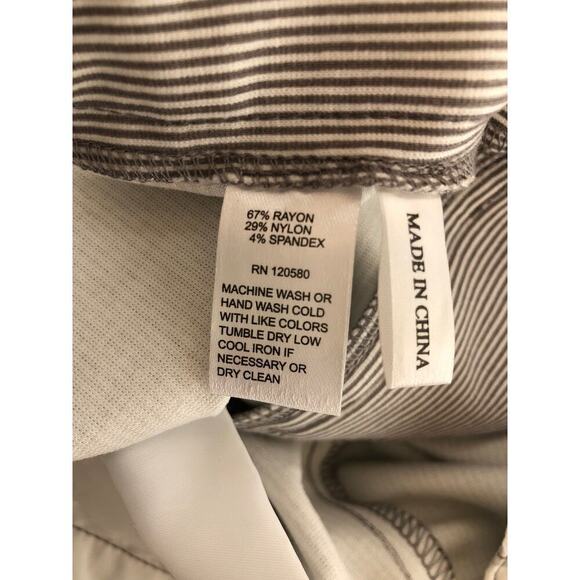 Amanda & Chelsea Ari Stripe Pant Modern Fit Ankle Flare Bottom White Gray NWT 2 - Picture 8 of 9